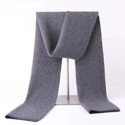 High-End100% Pure Wool Scarf For Winter Birthday Gift Men'S Knitted Thickened Warm Scarf 180*30Cm