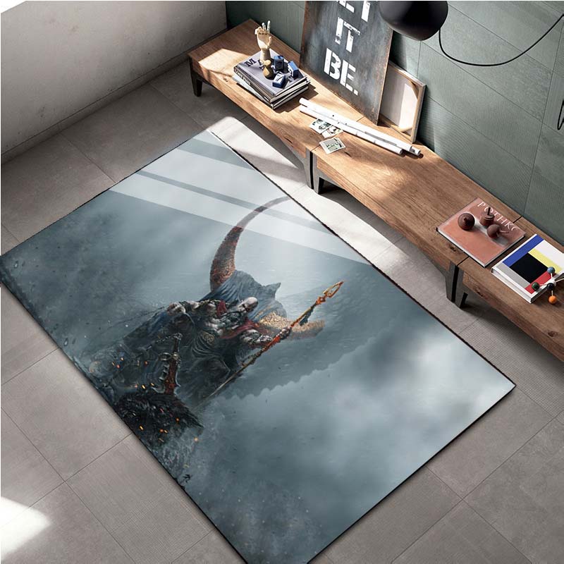 15 Sizes Kratos God-of-War Gamer Area Rug Large,Carpet for Living Room Bedroom Sofa Doormat Decor,Kids Play Non-slip Floor Mat