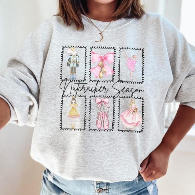 Women's Hoodie Christmas Nutcracker Sugraplum Fairy Stamps Ballet Dancer Bowknot Gift Coquette Aesthetic Dance Mama Sweatshirt