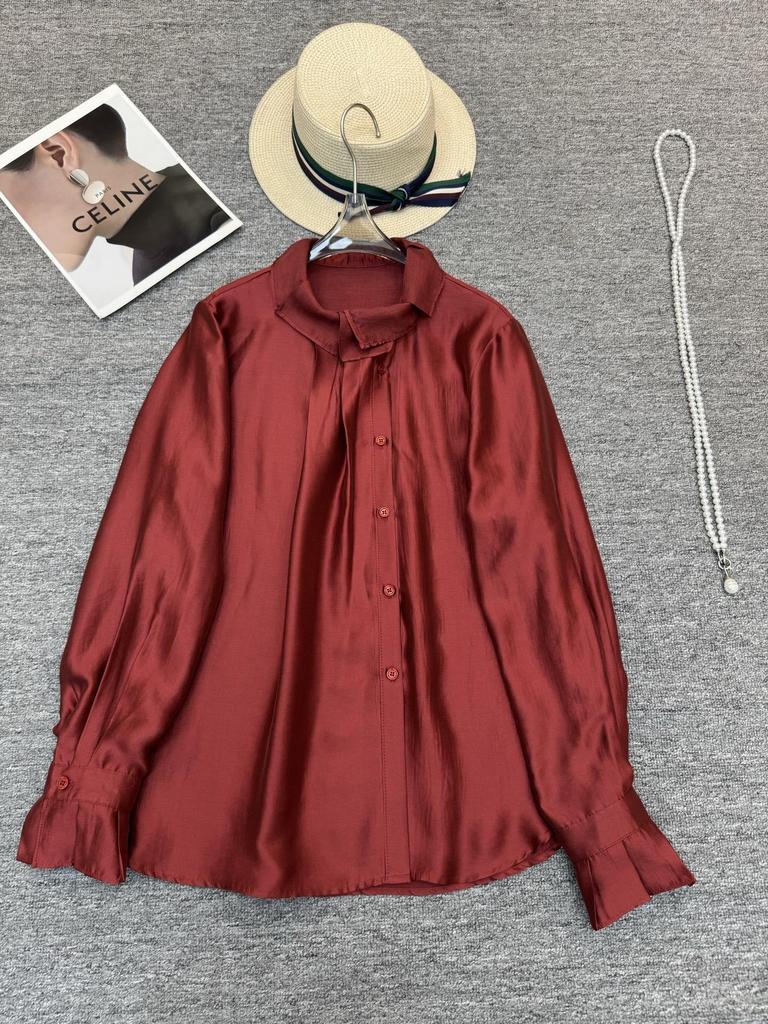 Elegant Silk Brocade Ruffle Collar Blouse for Women - Spring 2026 Arrival