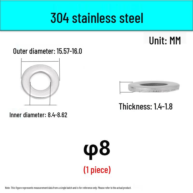 Stainless Steel 304/316 Flat Washers, M1.6-M48 Standard Sizes