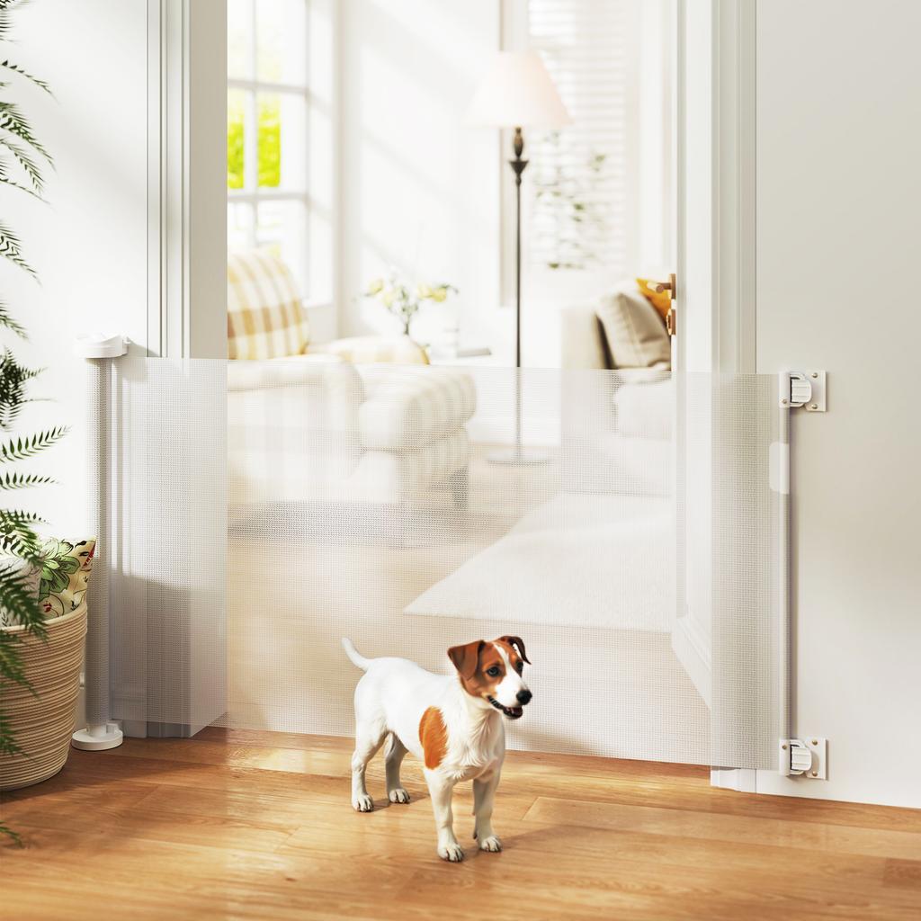 Stair Safety Gate Extendable 0-136cm 87 Cm High Door Safety Gate for Pets 142 X 10 X 87 Cm White