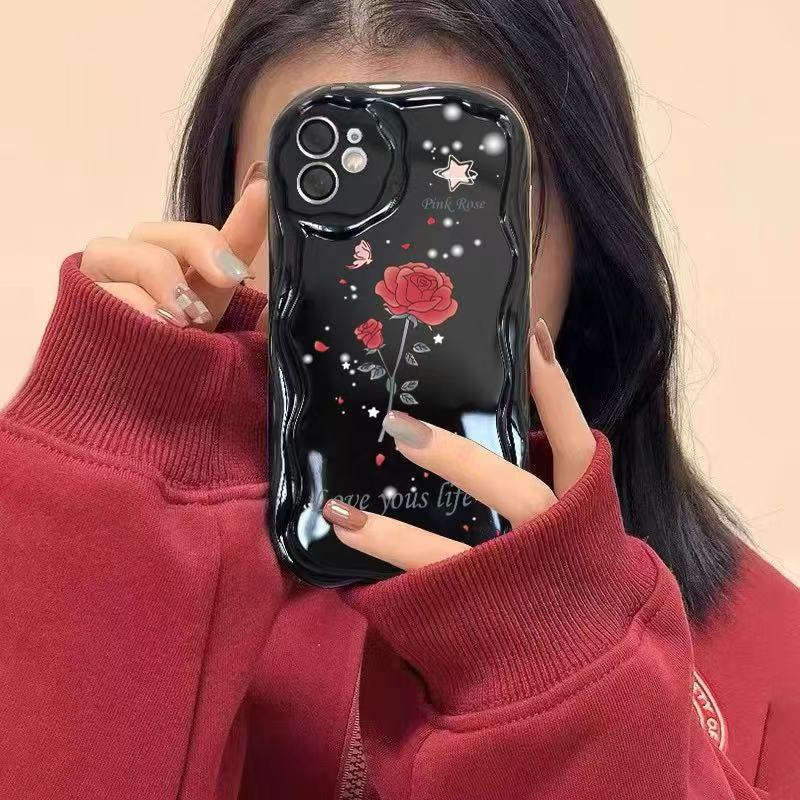 Japanese and Korean Romantic Roses Are Suitable for Iphone17pro Mobile Phone Case Apple 1514/13promax New 16.