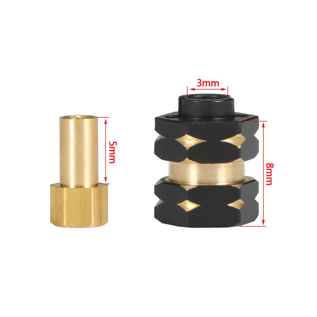 4Pcs Brass Wheels Hex Hub Extenders 7mm with Nuts for 1/24 RC Crawler SCX24 Bronco C10 Gladiator AX24 Upgrade Parts