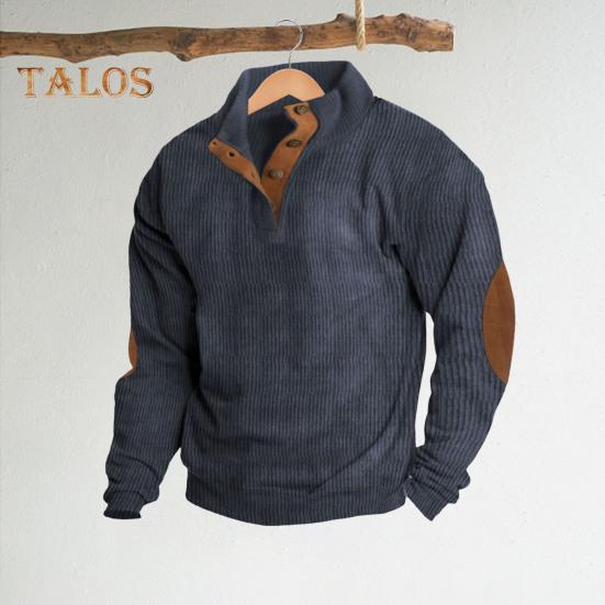 Spring Autumn Men Top Colorblock Patchwork Retro Style Half-open Stand Collar Sweatshirt Plus Size Loose Long Sleeves Top Daily Life Office Outdoor