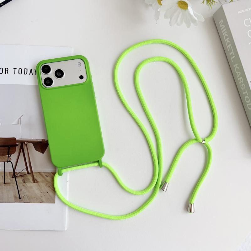 Crossbody Lanyard Flüssigsilikon Handyhülle Für iPhone 17 Pro Max 15 14 13 16 Pro Max Seil Schulter Candy Farbe Weiche Rückseite