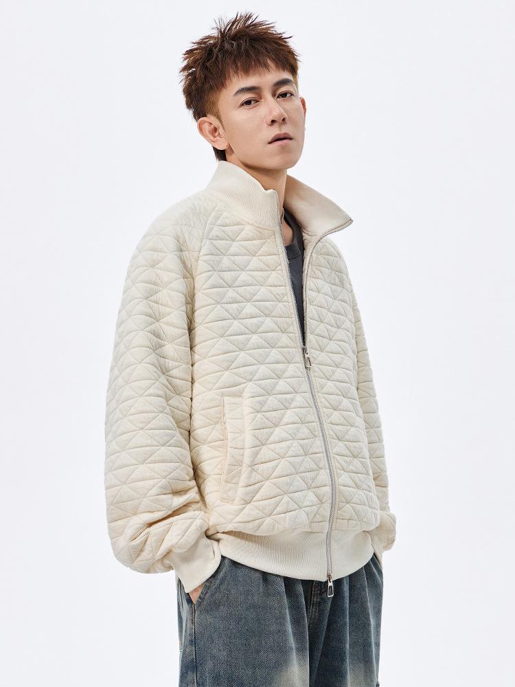 ACU Unisex Diamond Quilted Baseball Jacket – American Style Solid Color Autumn Outerwear