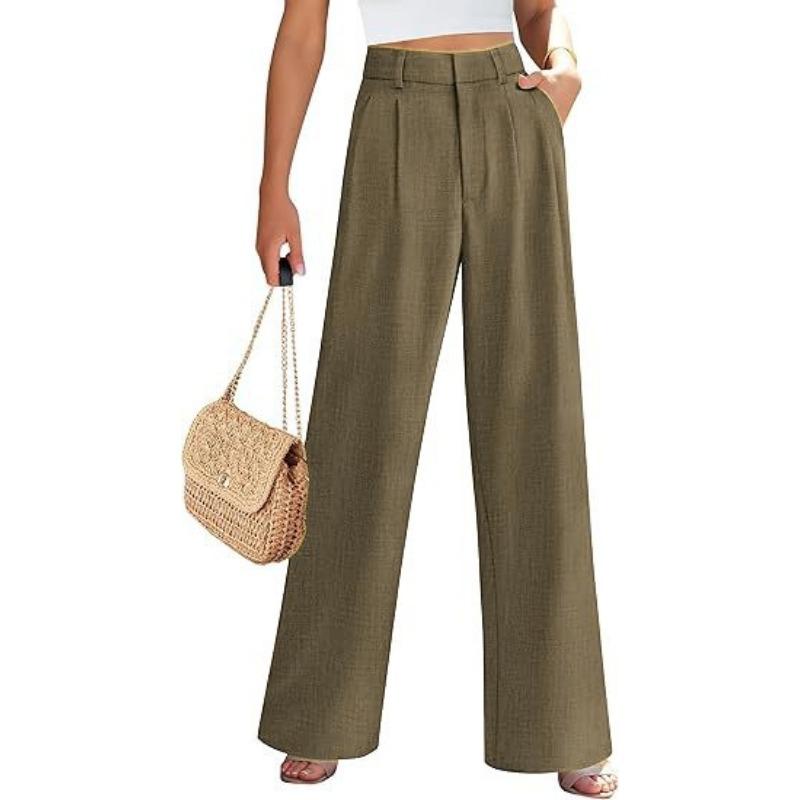 Women High Waist Straight Leg Loose Business Casual Wide Leg Suit Pants