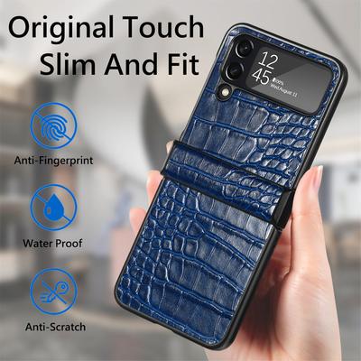 Anti -Fingerprint Luxury Leather Case For Samsung Galaxy Z Flip 4 5g Flip4 Flip3 Flip 3 Slim Folding Cover For Samsung Z Flip4