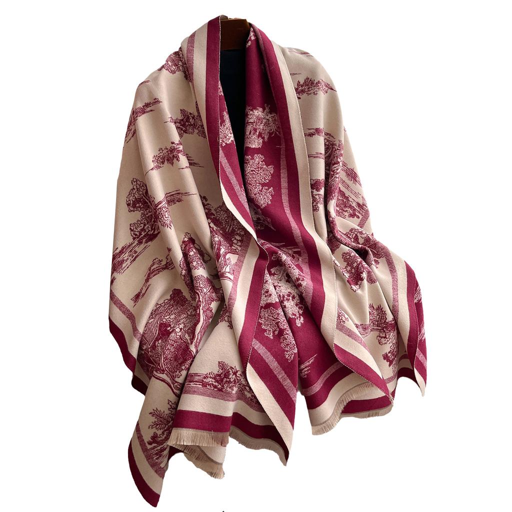 Fashion Warm Scarf Women'S Winter High Sense Classic Color Temperament Big Shawl Scarf Light Luxury Autumn And Winter