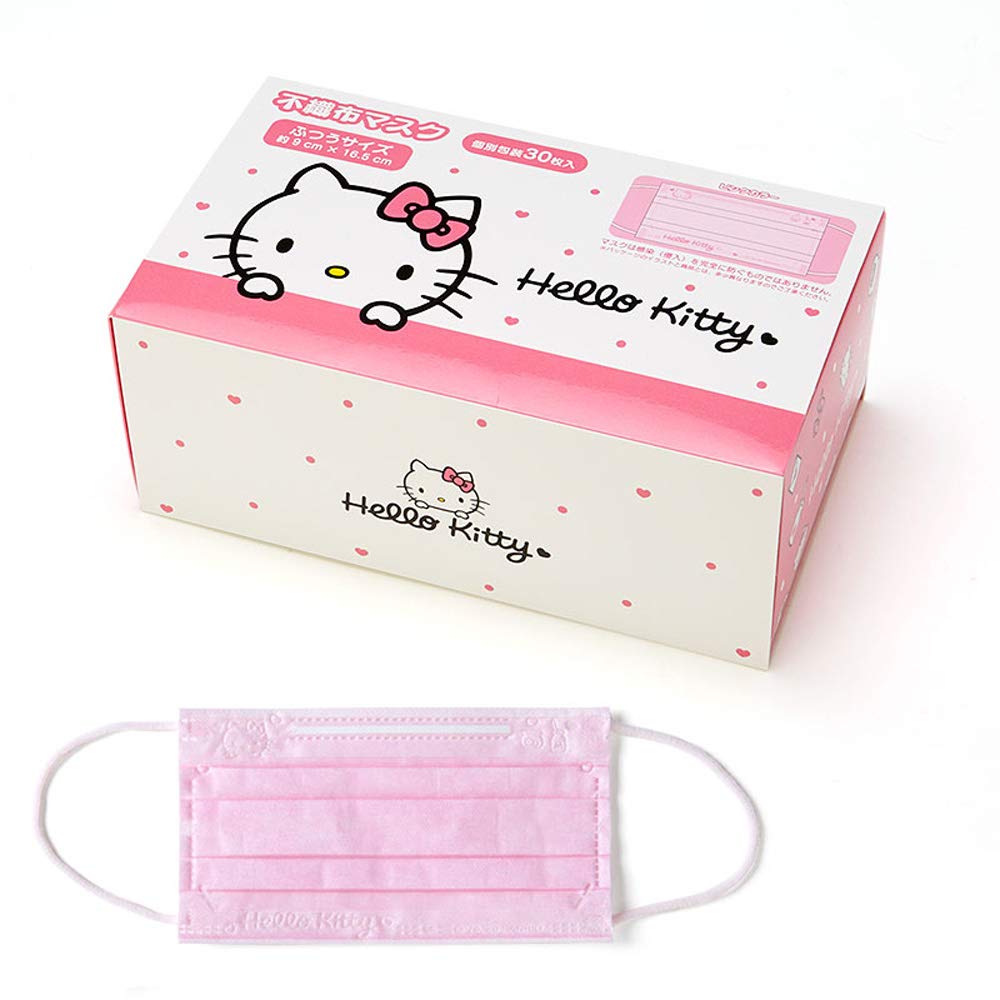 Sanrio Fabric Face Adult 30 Masks per Hello Pleated Individually Character 161713 (SANRIO) Non-woven Masks, Size, Box, Kitty, Type, Wrapped, Design,