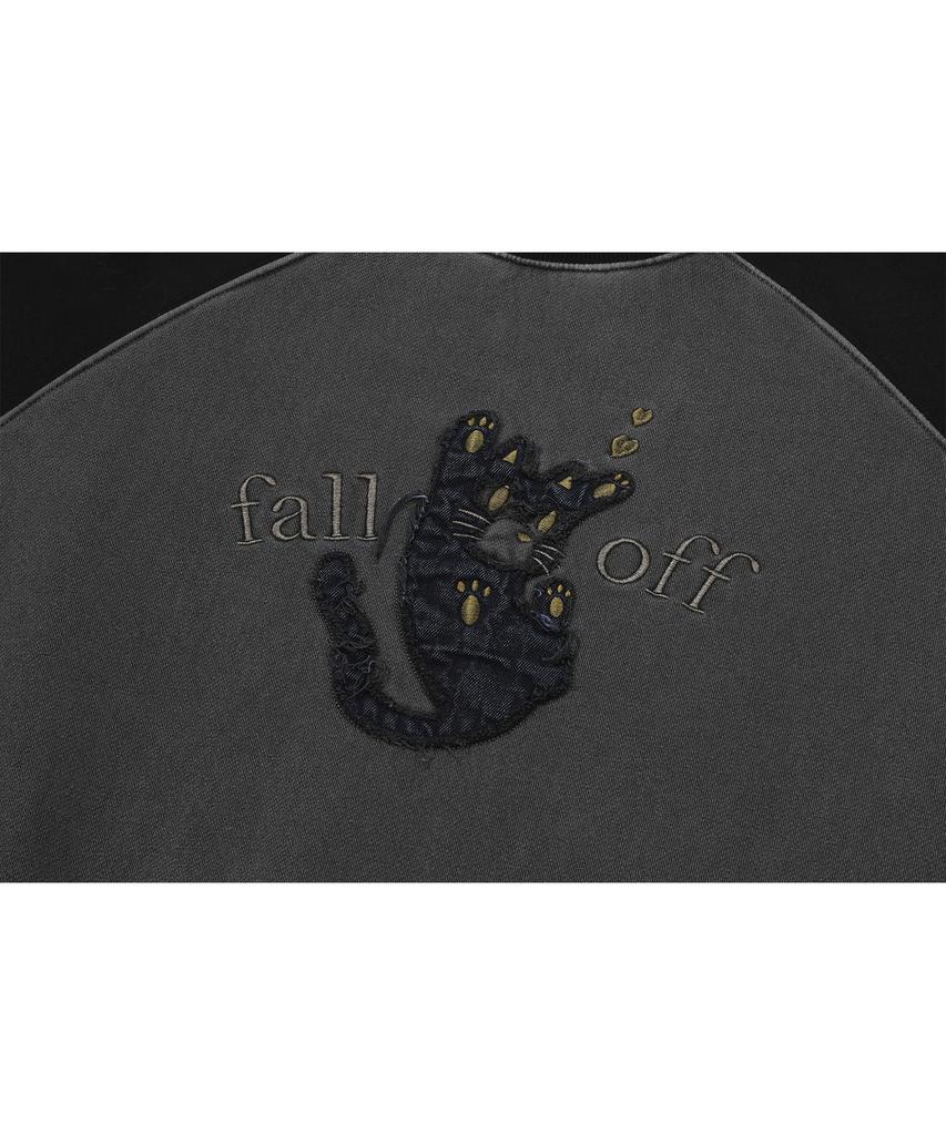 CPGN STUDIO Falling Cat Raglan Pigment Sweatshirt Smoke Black