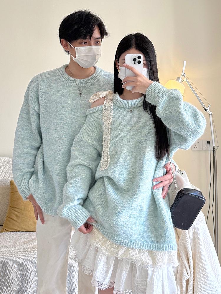 Korean Autumn Unisex Lace Knit Sweater Top