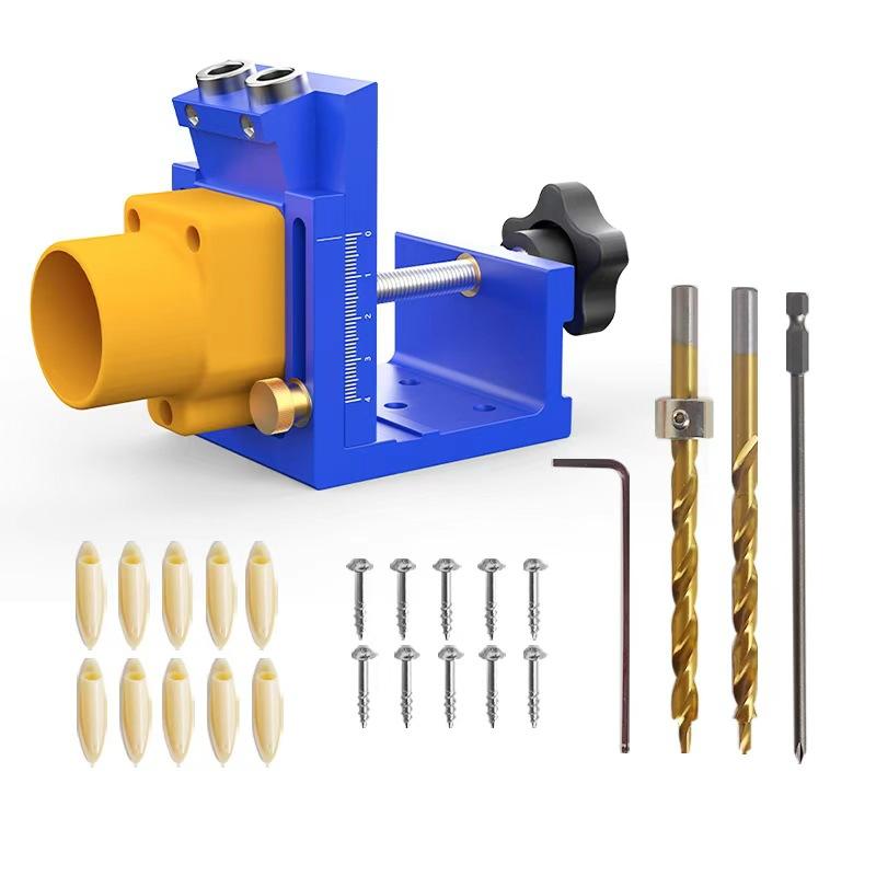 Woodworking Adjustable Slanted Hole Punching Locator Wooden Drilling Guide Fixture with Slag Discharge and Dust Suction Head