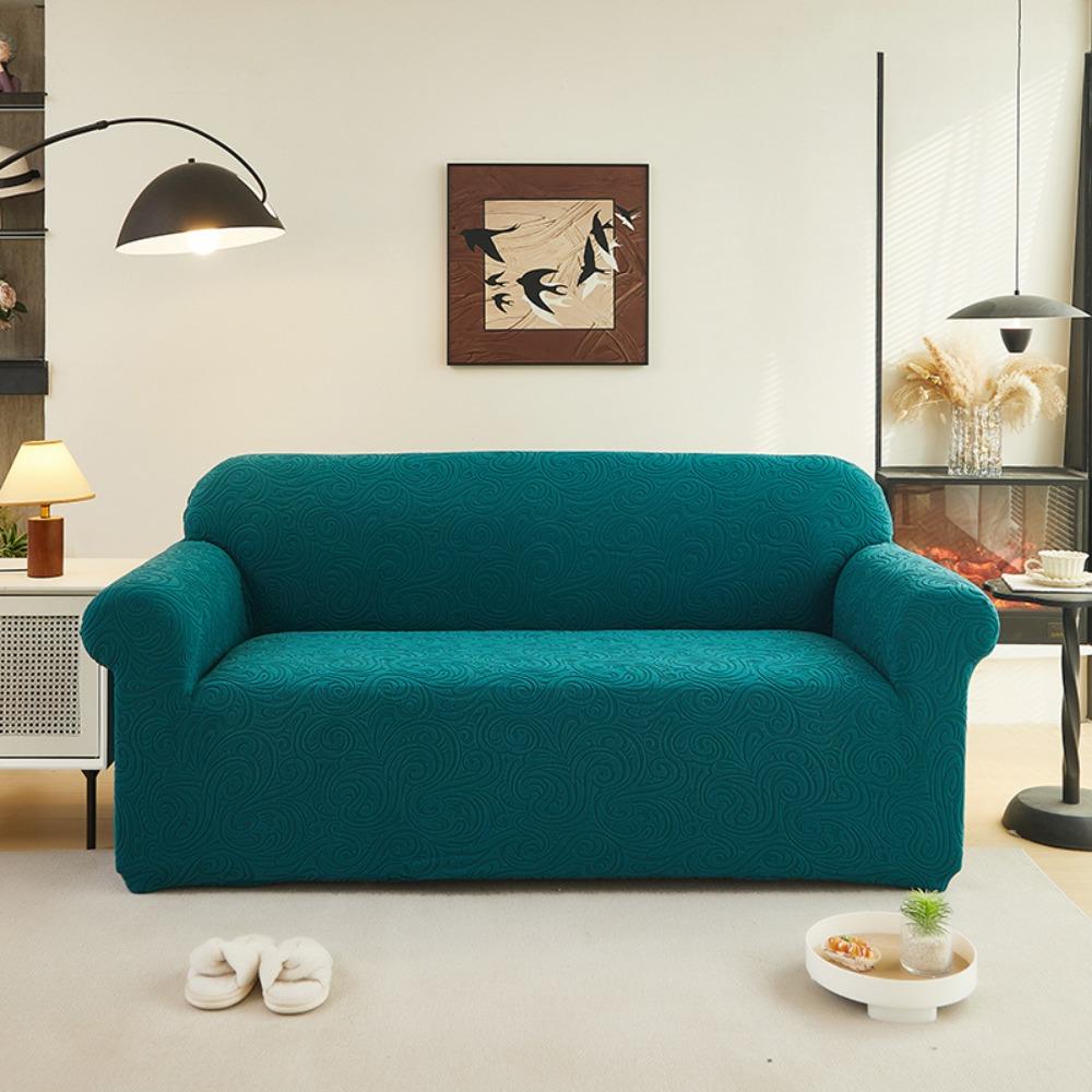 Thick Elastic Sofa Cover Full Wrap Embossed Fleece Dustproof Slip Resistant All Season Universal