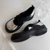 Leather Platform Sports Style Women's Cross Elastic Mary Jane Shoes Single Shoes