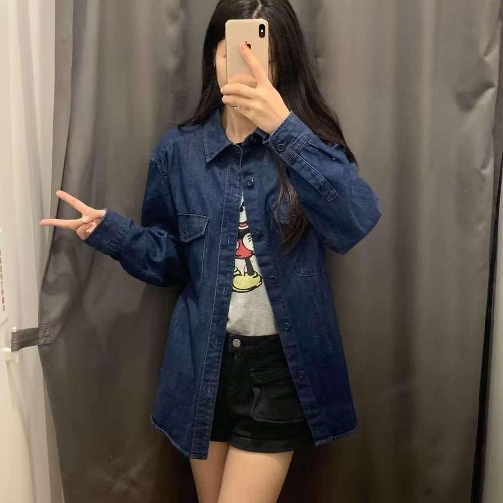 Unisex Washed Denim Long Sleeve Workwear Shirt SF462371