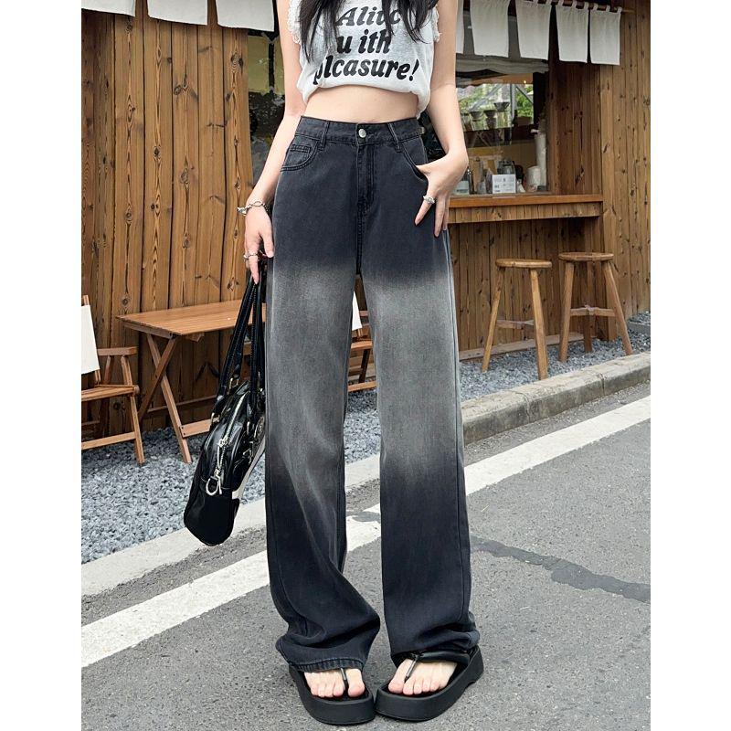 

Women s High-Waisted Gradient Washed Wide-Leg Jeans - Slimming and Tall Fit for Spring and Autumn S