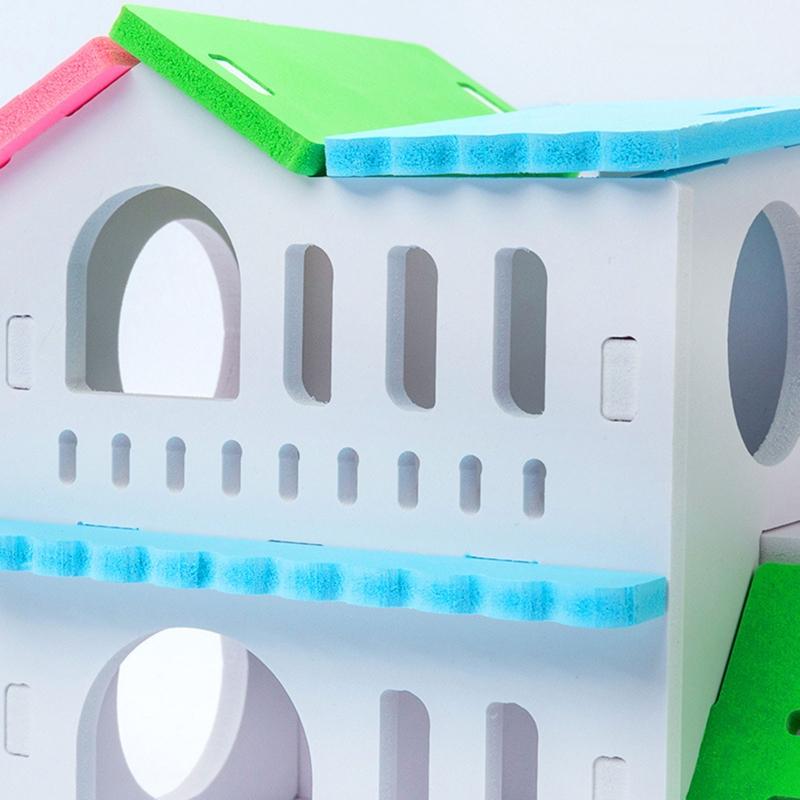 Wooden Hamster Deluxe Double Deck Villa Natural Living Hideout Hut Toy Small Animal Chew Toy for Hamster Cage
