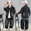 Boys Denim Suit Spring and Autumn Korean Trendy Cool Two-piece Loose All-match Fashion Jacket Pants