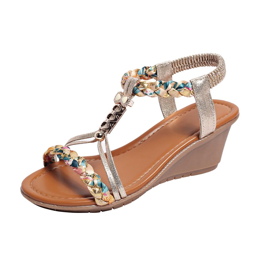 Fashion Sandals Woman Summer 2025 Fashion Comfortable Weave Slippers Beach Bohemian Slides Ladies Flats Sandals Rome Shoes for Women