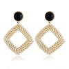 Personality Bamboo Rattan Hand-woven Geometry Drop Dangle Earrings for Women Temperament Summer Beach Stud Jewelry Holiday Gift
