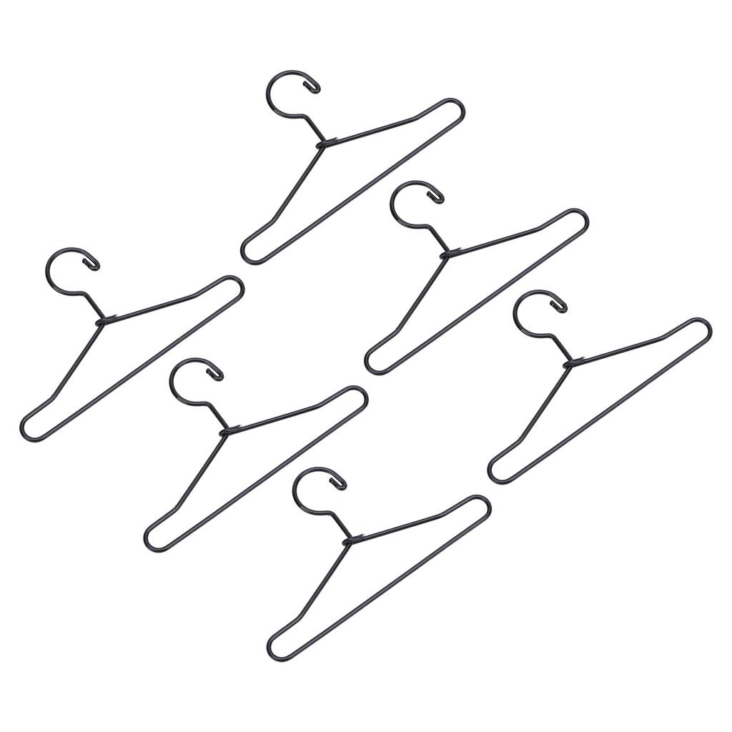 10Pcs Doll Clothes Hangers Metal Miniature Mini Cute Cartoon Closet Decor Accessories Black 65mm
