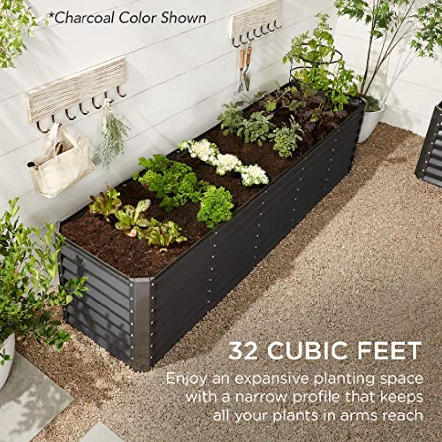 8x2x2ft Outdoor Metal Raised Garden Bed Rectangular Deep Root Planter Box for Vegetables Flowers Herbs and Succulents W/ 239 Ga