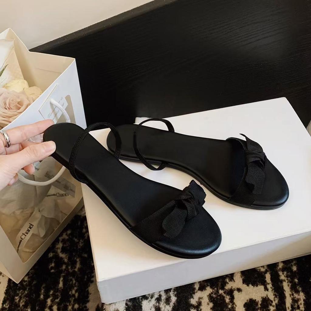 Flat-bottomed bow sandals fairy shoes, new versatile and not tired sandals