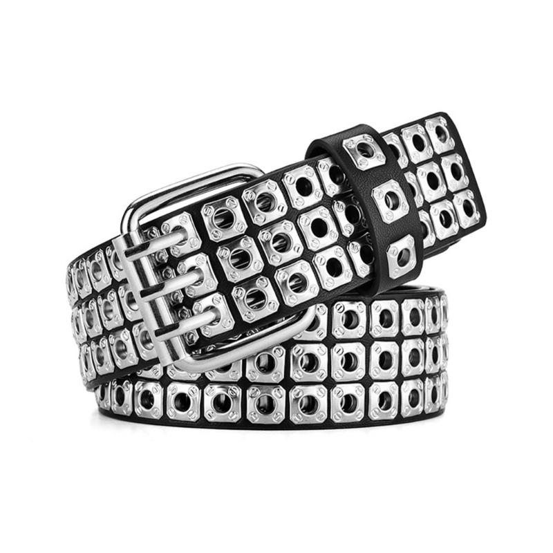 Women Adjustable Waist Belt Black Color Belt All-match Coat Dress Men Harajuku Formal Waistband with Pin Hole Decor