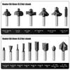 15pcs 8mm Shank Wood Cutting Mills Router Bit Set Trimming Straight Milling Cutter for Woodworking Wood Bits