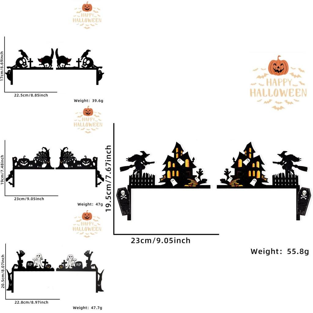 Wooden Halloween Decorative Door And Window Frames With Spooky Designs Themed