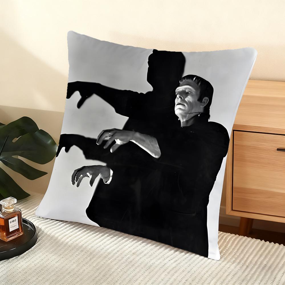 Cushion Cover Silky Short Plush Home Sofa Cushion Cover  Invisible Zipper Home Decoration Frankenstein Movie