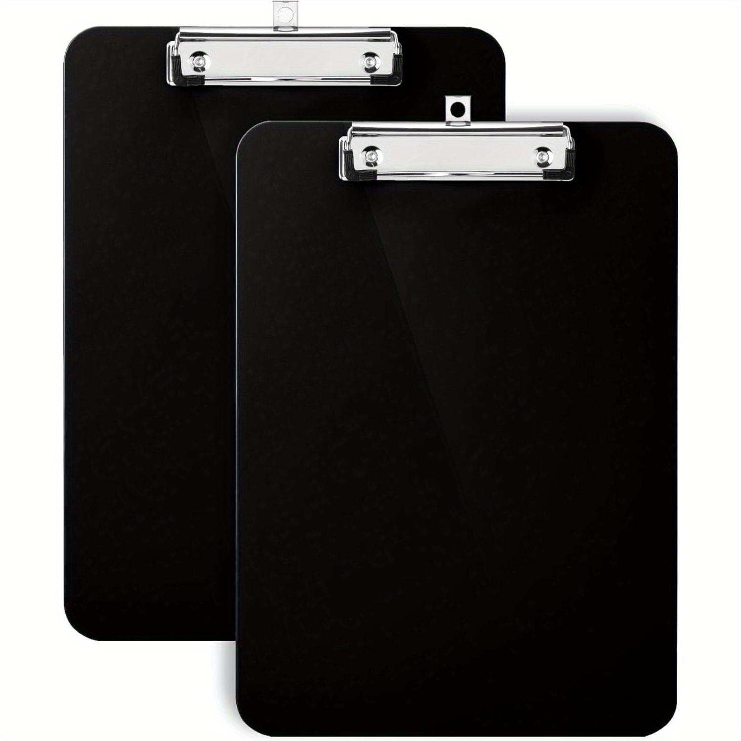 

2Pcs Durable Black Clipboard with Low-Profile Clip - Stackable, Waterproof PP Material | Ideal for Teachers & Office Use