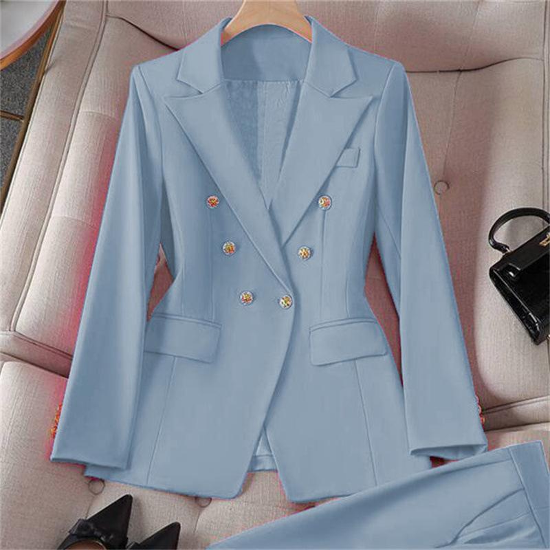 Blazer a tinta unita e a quadri da donna, Giacca da completo in misto cotone poliestere stile urbano, Blazer da pendolare per l'ufficio