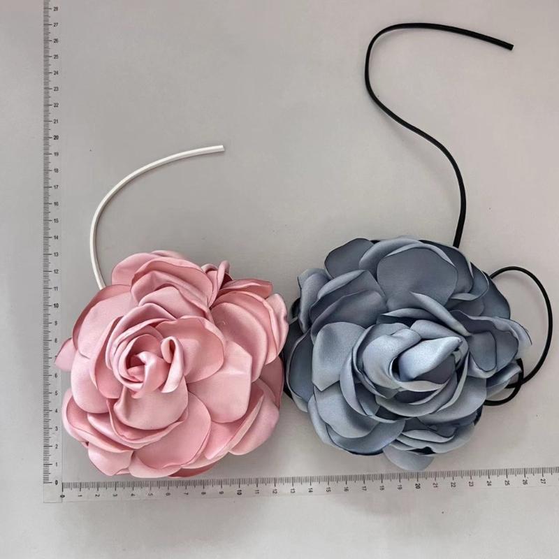 Exaggerated Flower Rope Necklace Eye catching Tie Up Floral Choker Chain Jewelry for Women Elegant Flower Necklace