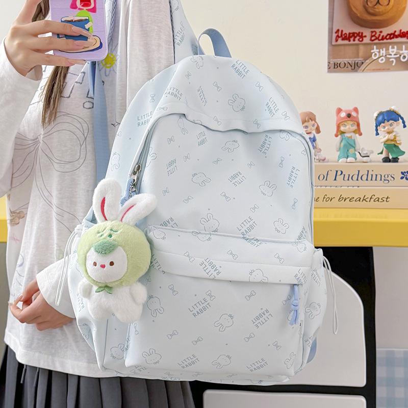 Schoolbag: Korean-style high-aesthetic cute girls' schoolbag, large capacity backpack for middle and high school, versatile casual lightweight