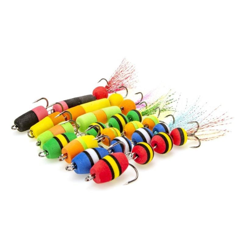 2pcs Light Weight Foam Baits Soft Fishing Baits High Density Foam Swim Baits with 2 Hook Fishing Tackle Foam Lures