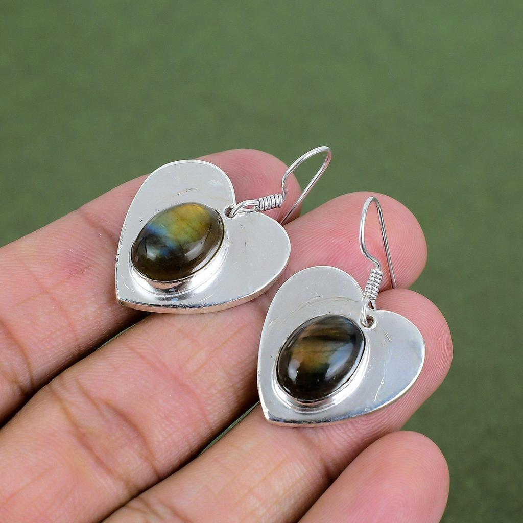 Boucle d'oreille Labradorite Boucle d'oreille Argent Sterling 925 Bijoux Délicats Boucles d'oreilles Faits Main Bijoux Pierre Précieuse Labradorite Boucle d'oreille Pendantes Cadeaux Pour Ami