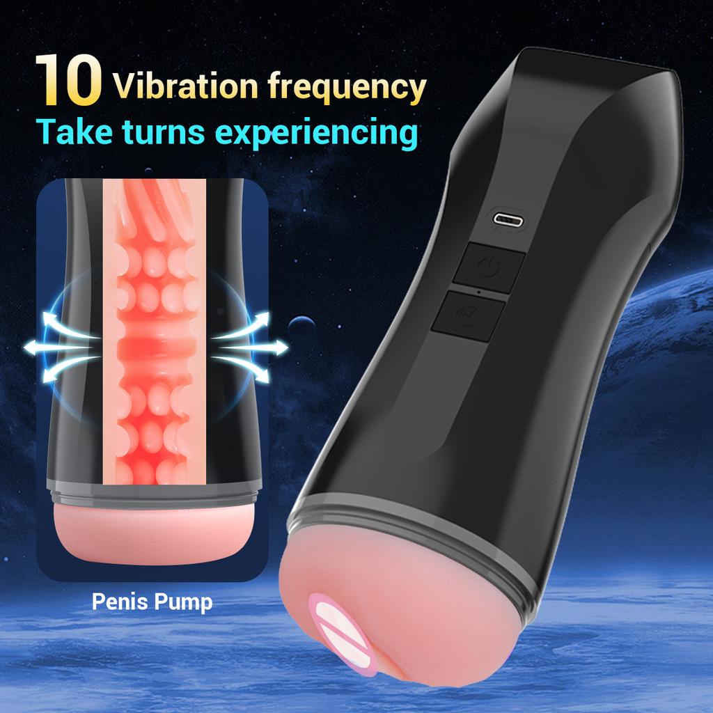 Automatic Male Masturbator Cup Realistic Female Vagina Pocket Pussy Strong Vibrating Bullet Penis Oral Adults Sex Toys For Men