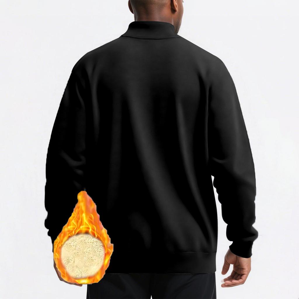 Men's Pullover Long Sleeved Stand Up Collar Sweatshirt Casual Cut Height Collar Lamb Wool Base Shirt