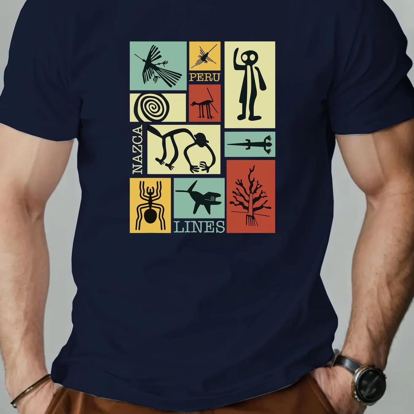 

Men s summer casual T-shirt Gunaska line design printed short sleeve soft comfortable breathable street hip hop men s wear S разноцветный