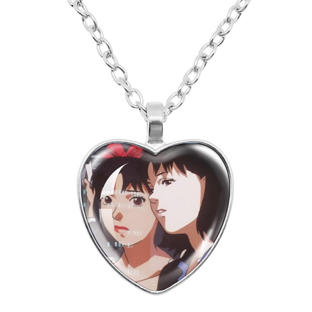 Perfect Blue Anime Movie Cartoon Glass Heart-Shape Pendant Necklace Cass Heart Shape Pendant Necklace Jewelry Charm Collect Gift