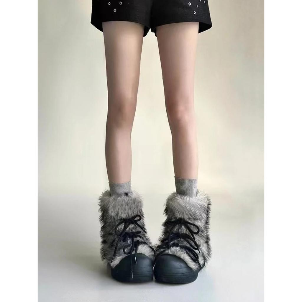Ankle Flat with Snow Boots Slip-on Round Toe Mid Heel Women's Shoes On Sale 2024 High Quality Solid -tied Women's Boots