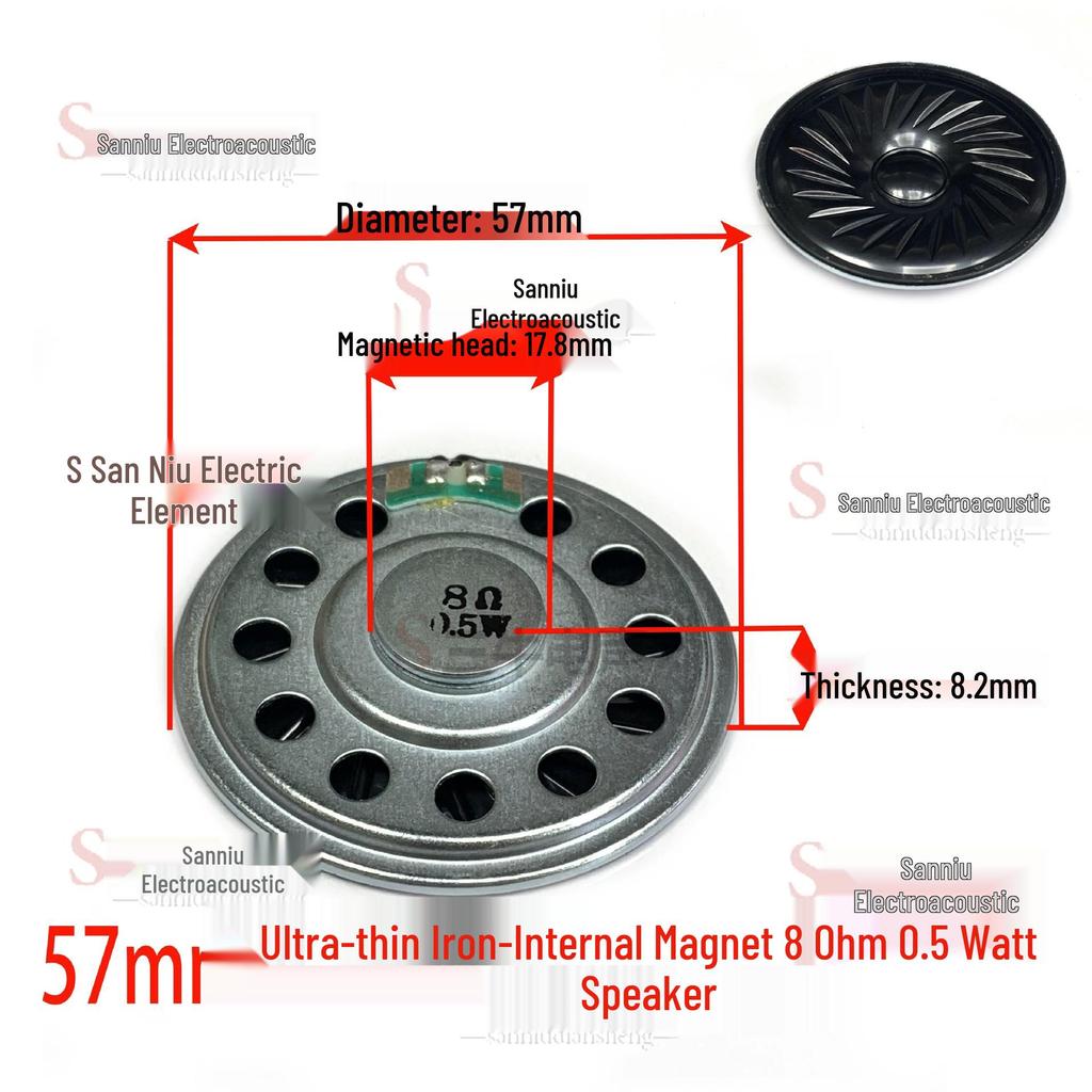 57mm Iron Shell 5W 8 Ohm Loud Magnet Speaker with Full Paper Cone for Radio Broadcast