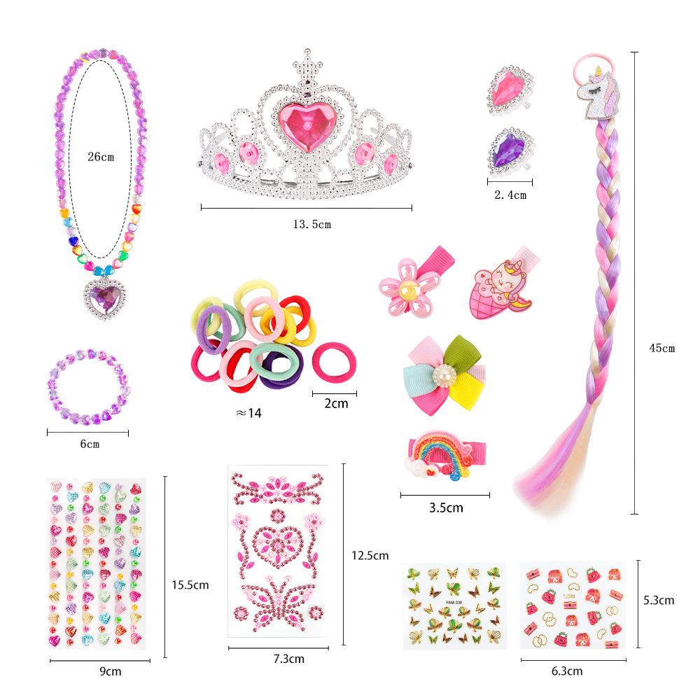 48-teiliges Prinzessinnen-Schmuck-Spielzeugset Mädchen-Make-up-Set Kinder-Make-up-Set für kleine Mädchen Prinzessinnen-Rollenspiel-Set Verkleidungszubehör für Kinder