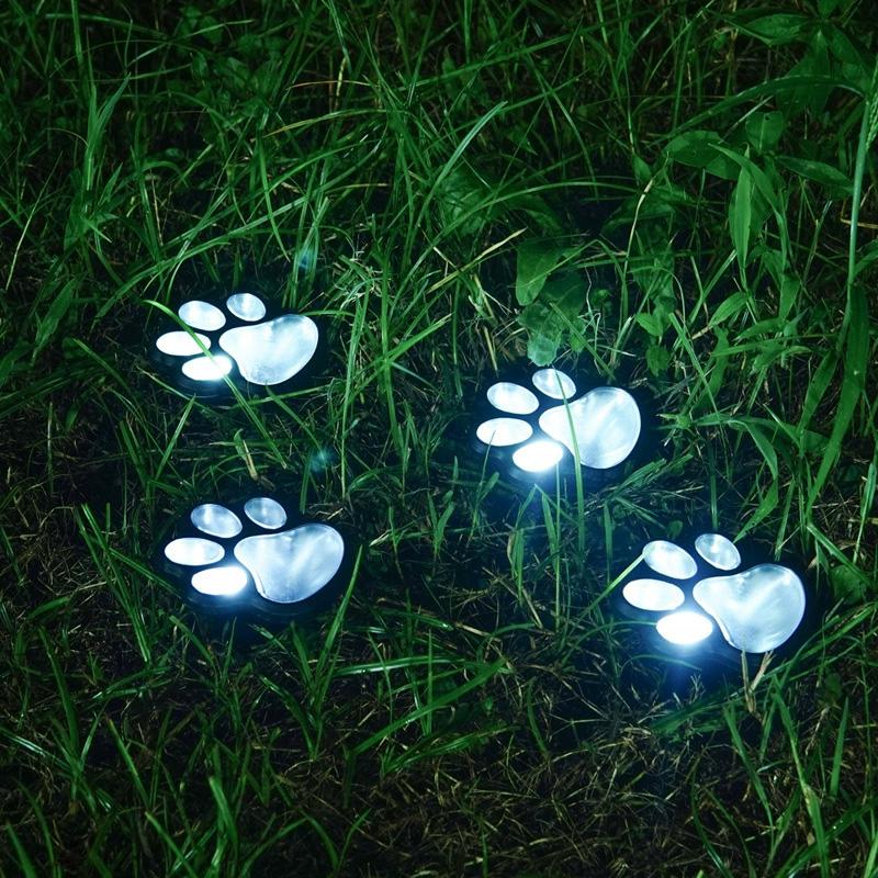 1PC Lawn Light Outdoor Paw Shaped for Garden Patio Underground Light Yard Walkway LED Driveway Decor Solar Light Waterproof IP44