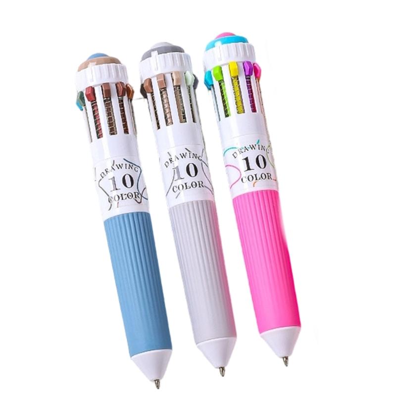 3/6Pcs 10-Color-in-1 Pen Ballpoint Pen 0.8MM Tip Retractable Multicolored Pen for Daily Journaling Note Taking Drawing