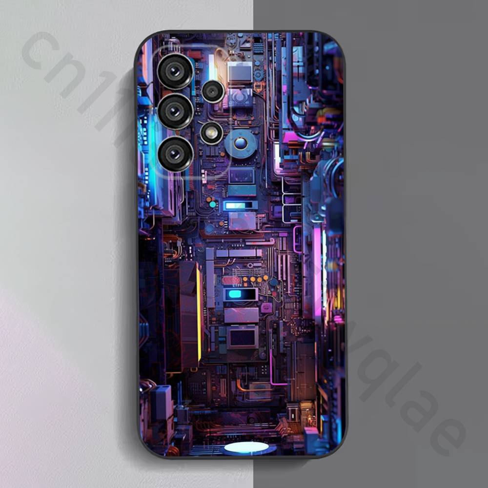 Creative Circuit Board Phone Case For Samsung S9,S10,S20,S10,S21,S25,S24,S23,Ultra,FE,Plus,Lite,Soft Silicone Black Cover
