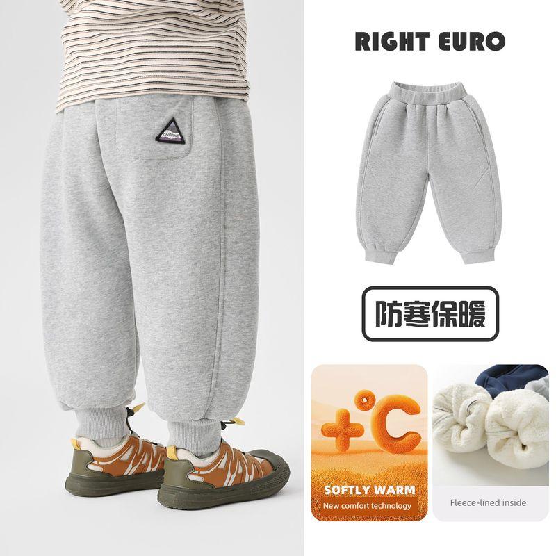 Boys Mountain-Style Cotton Long Pants with Fleece, Winter Clothing, Autumn and Winter Children s Clothing, Baby Clothing U16530 Floral Gray 100